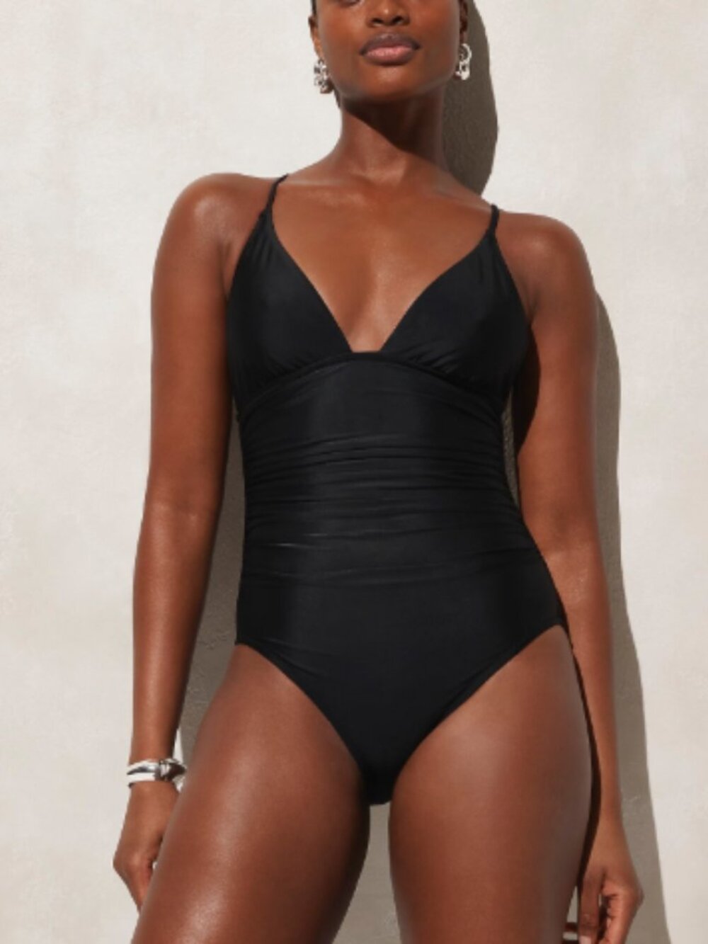 J Crew Plunge one-piece Classic Black bathing suit Swimsuit 10
